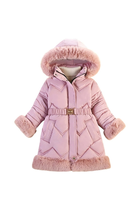 Girl Winter Coats Heavyweight Hooded Puffer Jacket Kid Parka Fleece Snow Outwear