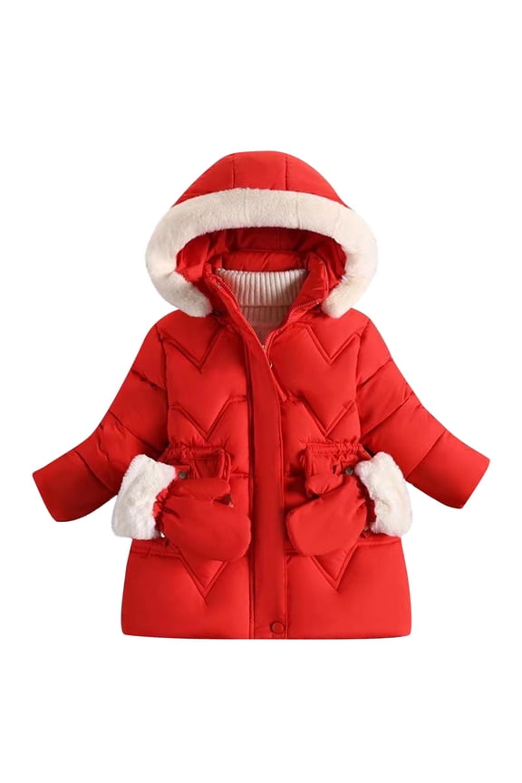 Girl Winter Coats Heavyweight Hooded Puffer Jacket Kid Parka Fleece Snow Outwear