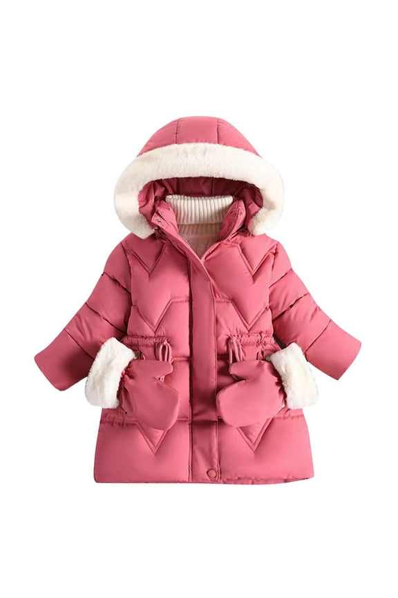 Girl Winter Coats Heavyweight Hooded Puffer Jacket Kid Parka Fleece Snow Outwear