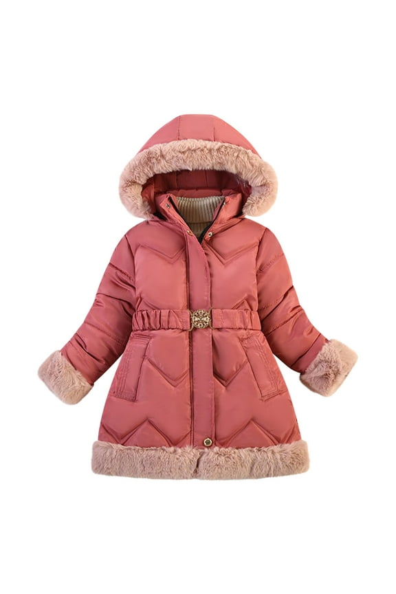 Girl Winter Coats Heavyweight Hooded Puffer Jacket Kid Parka Fleece Snow Outwear