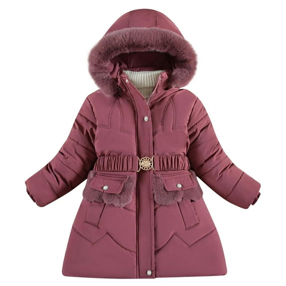 Darzheoy Girl Winter Coats Heavyweight Hooded Puffer Jacket Kid Parka Fleece Snow Outwear