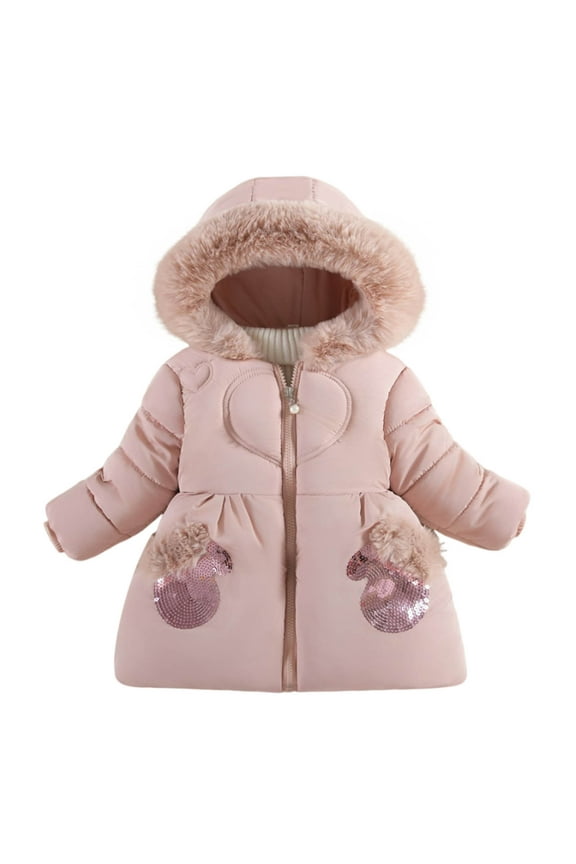 Girl Winter Coats Heavyweight Hooded Puffer Jacket Kid Parka Fleece Snow Outwear