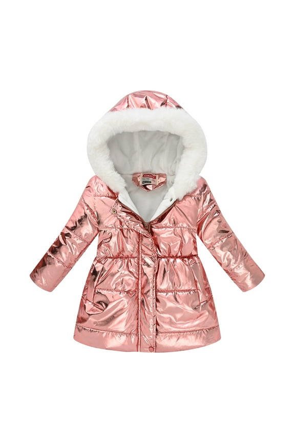 Girl's Winter Coat Jacket Hooded Kids Toddler Flower Print Parka Outwear Warm Cotton Puffer Hooded Jacket