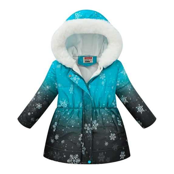 Darzheoy Girl's Winter Coat Jacket Hooded Kids Toddler Flower Print Parka Outwear Warm Cotton Puffer Hooded Jacket