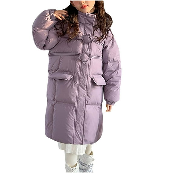 Darzheoy Girl's Winter Jacket Long Puffer Coat Fleece Outerwear Jacket with Hoodie Waterproof
