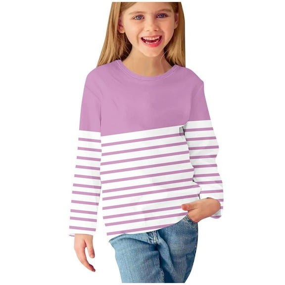 Darzheoy Girls Color Block Sweatshirts Kids Tie Dyed Crewneck Long Sleeve Pullover Tops 3-13 Years