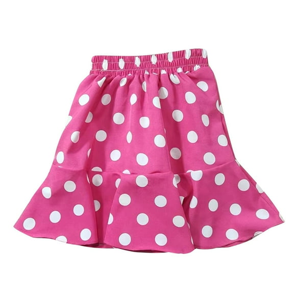 Darzheoy Girls Half Skirt Elastic Waist Casual Trendy Cute Solid Color Polka Dots Printed Skirt Spring Summer Loose A-line Princess Skirt ,Size:3-7 Years