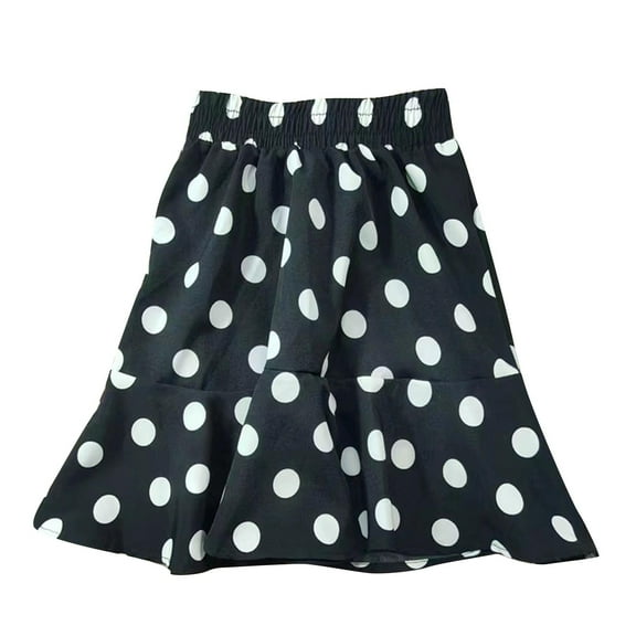 Darzheoy Girls Half Skirt Elastic Waist Casual Trendy Cute Solid Color Polka Dots Printed Skirt Spring Summer Loose A-line Princess Skirt ,Size:3-7 Years