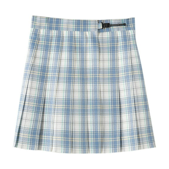 Darzheoy Girls Skirt Loose Casual Hidden Pockets Pleated Short Skirt Four Seasons With Slip Button Patchwork Color Uniform Plaid Versatile Outwear Skirt ,Size:8-13 Years