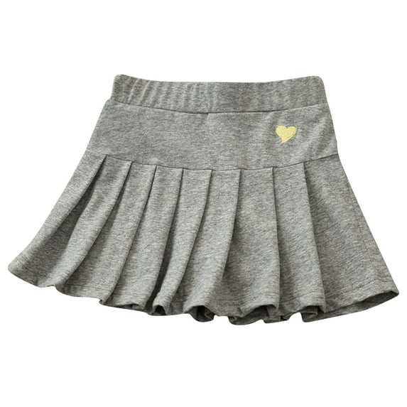 Darzheoy Girls Skirt Spring Summer Printed Kids Girls Baby Skirt Botton Short Skirt Elastic Waist Casual Embroidery Pleated Solid Color Skirt ,Size:3-12 Years