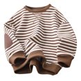 thumbnail image 1 of Darzheoy Girls Striped Crewneck Sweatshirt Kids Long Sleeve Oversized Fashion Pullover Tops Fall Clothes 3-8 Years, 1 of 3