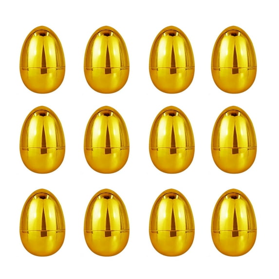 Darzheoy Gold Easter Eggs Metallic Plastic Easter Eggs Fillable Empty Easter Eggs for Easter Basket Stuffers Easter Eggs Hunt Game Supplies (12 Pack)
