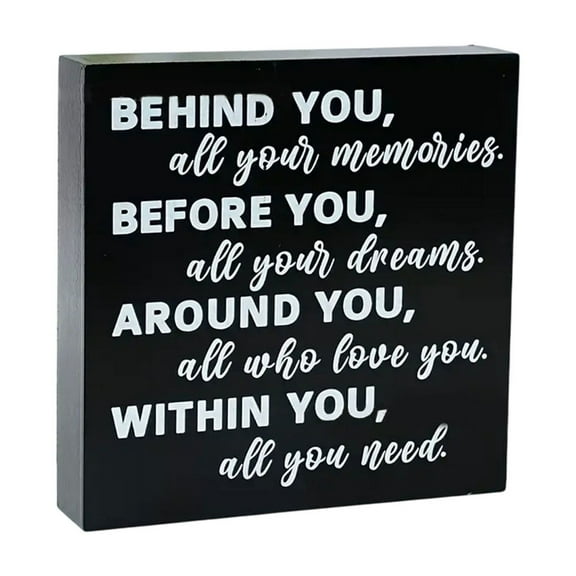 Darzheoy Graduation Quote Wood Box Sign Decor Desk Sign Positive Behind You All Your Memories Wooden Box Black Sign Rustic Home Shelf Wall Decoration Grad Gift