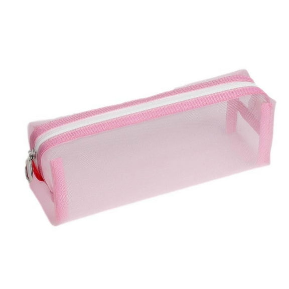 Darzheoy Grid Mesh Pencil Case Clear Makeup Pouch Cosmetics Bag Multi-Purpose Travel Teen Transparent Stationary Bag Office Organizer Box