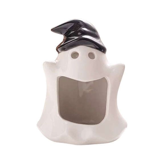 Darzheoy Halloween Candle Holder, Ceramic Candlestick Cute Ghost Shape Tealight Cup for Halloween Party Table Centerpiece Decor