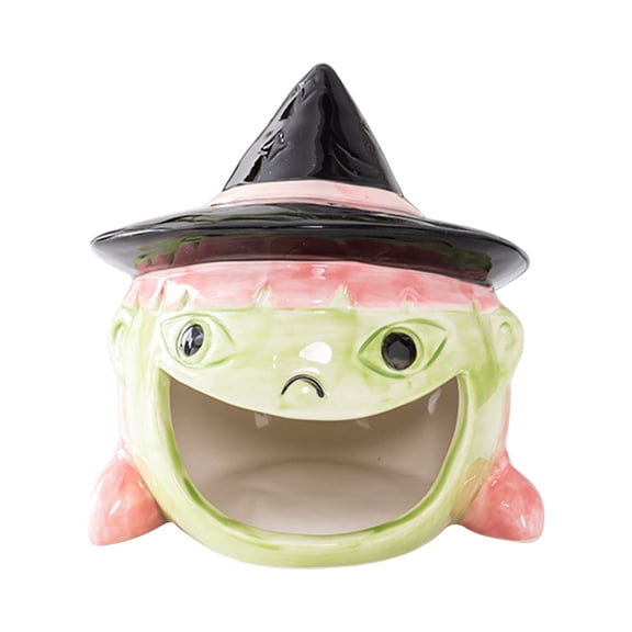 Darzheoy Halloween Ceramic Ghost Candle Holder, Halloween Ceramic Ornaments Decorations Pumpkin Lamps Skull Candlestick Ornaments Ghost Festival Gift