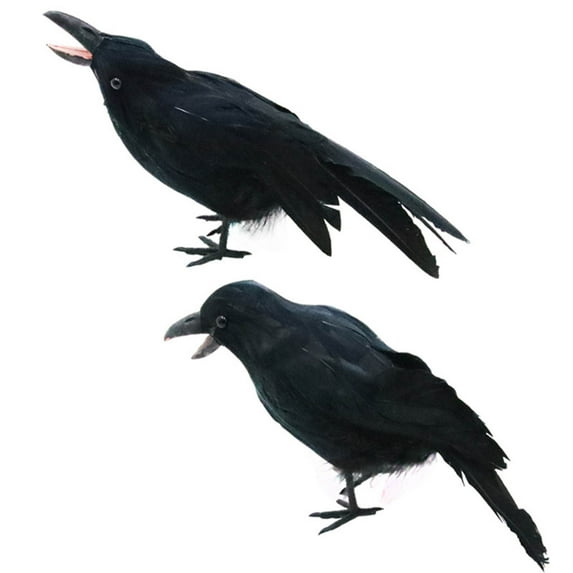 Darzheoy Halloween Decoration Realistic Crows Halloween Handmade Crow Prop Feathered Black Crows Props Scene Birds Decoration