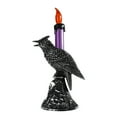 thumbnail image 1 of Darzheoy Halloween Flameless Candles, Black Crow Skull Statue Candlestick, Glowing Light Flickering Candle Holder Halloween Table Lamp Ornaments Home Decorations, 1 of 4