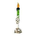 thumbnail image 1 of Darzheoy Halloween Flameless Candles, Skeleton Hands Hold Lighted Candle, Glowing Light Flickering Candle Holder Halloween Table Lamp Ornaments Home Decorations, 1 of 5