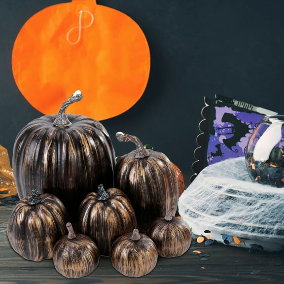 Darzheoy Halloween Foam Pumpkins Decor - Realistic Fake Pumpkins for Fall Thanksgiving Decorations, DIY Crafts, Table Scatter, Party Supplies, Indoor Outdoor Home Decor, Black