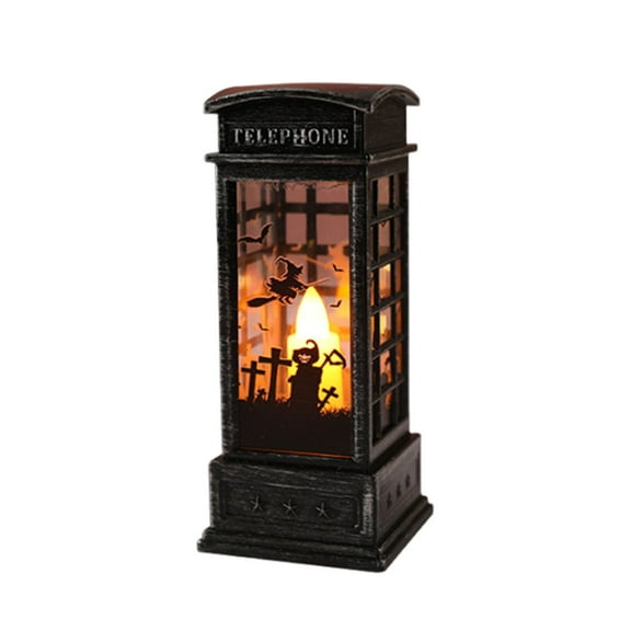 Darzheoy Halloween Lantern Halloween Phone Booth Electronic Candle Lights Decoration Lantern Placement Ghost Festival Small Oil Lamp Decoration Prop Arrangement 2pc