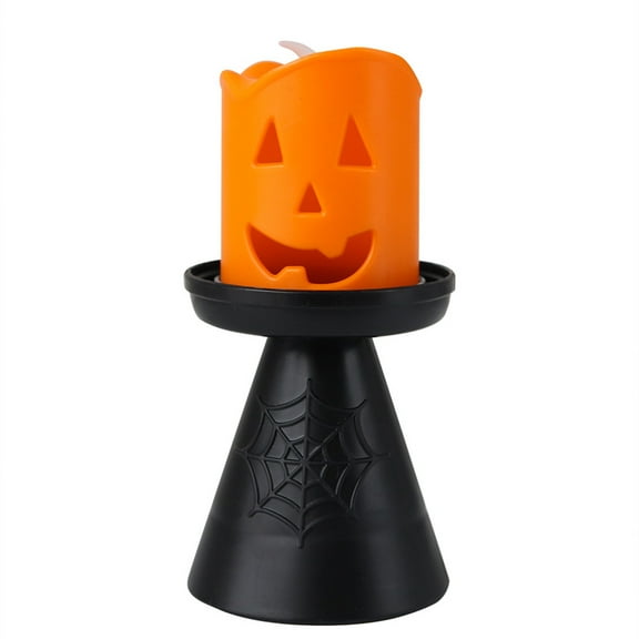 Darzheoy Halloween Orange Flameless Candles, Outdoor Waterproof Battery Operated LED Pillar Candles for Halloween Home Decoration Gifts, 1PC