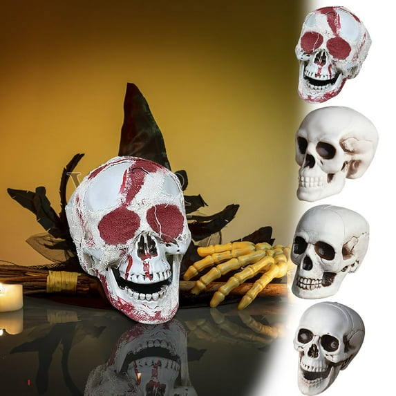 Darzheoy Halloween Skulls Halloween Skeletons Realistic Fake Simulation Human Skull Head Model Halloween Prop Realistic Mini Skeleton Spooky Halloween Decoration