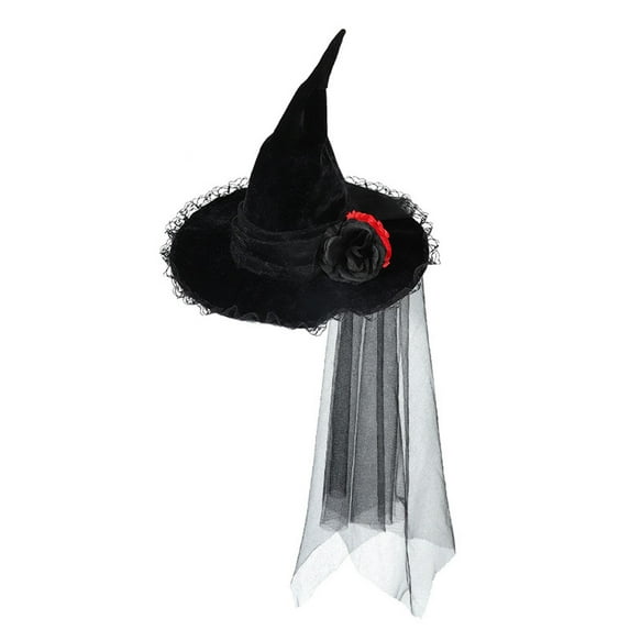 Darzheoy Halloween Witch Hat for Women, Mesh Lace Fancy Dress Witch Party Accessory for Halloween Dance Performance Props