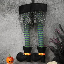 Darzheoy Halloween Witch's Legs for Wreath Plush Stuffed Witch Legs with Shoes Sticking Out of Window Door Outdoor Novelty Hanging Car Trunk Yard Decor
