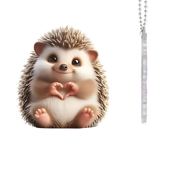 Darzheoy Hedgehog Car Pendant Acrylic Interior Hanging Ornament for Valentine's Day Decoration Bag Keychain