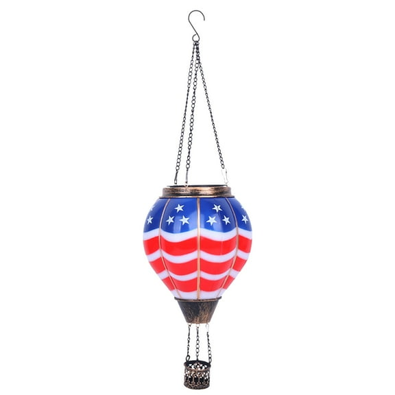 Darzheoy Hot Air Balloon Solar Lantern, Flickering Flame Hanging Solar Lanterns Outdoor Lights 4th of July Lanterns Garden Yard Patio Decor