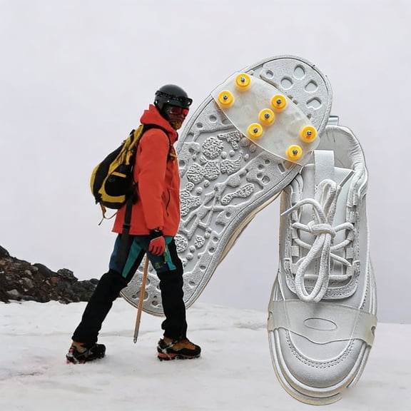 Elainilye Ice Cleats for Shoes, 7 Stud Traction Crampons Snow Boot Grippers for Walking on Ice, Anti-Slip Shoe Chains for The Elderly Outdoor Winter Safety