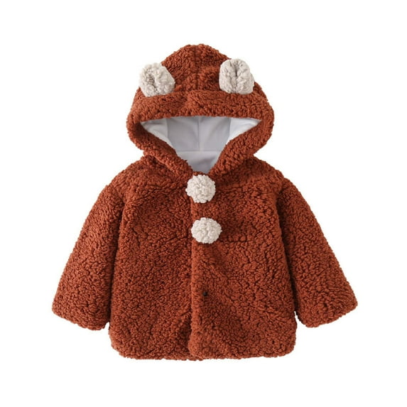 Darzheoy Infant Baby Boys Girls Fleece Ears Hat with Lined Hooded Zipper Up Jacket Coat Tops Outwear Overcoat Warm Fall Winte