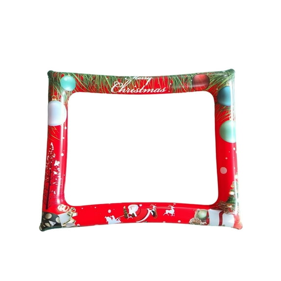 Darzheoy Inflatable Christmas Photo Frame, Red PVC Blow-Up Prop for Holiday Parties, Lightweight and Portable for Indoor Outdoor Decoration, Christmas Gift