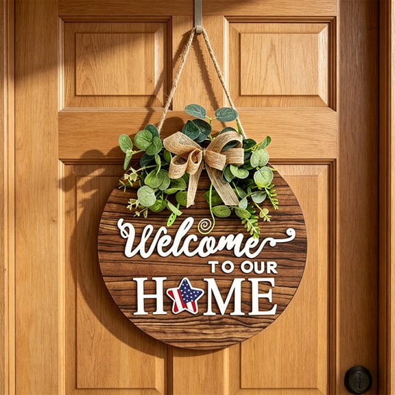 Darzheoy Interchangeable Welcome Sign, 11.8 Inch Replaceable Front Door Decoration with Listing Insert, Front Door Hanging Sign, Welcome Sign for Porch, Entryway, Home, Wall, Front Door