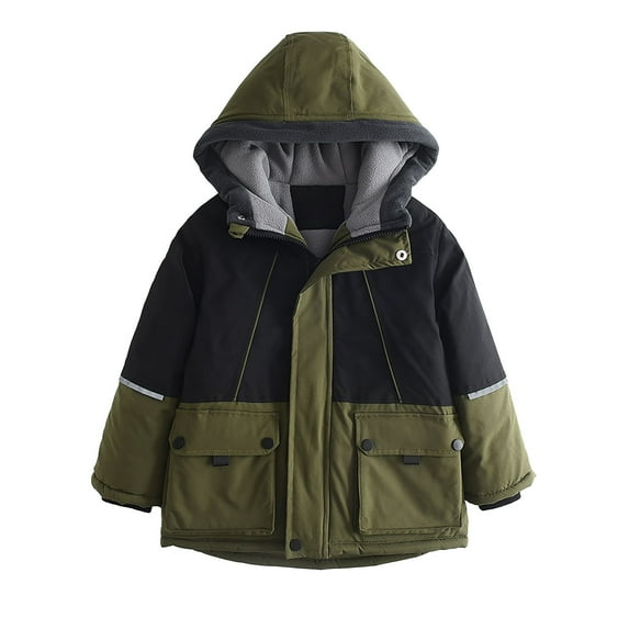 Darzheoy Kids Boy's Winter Coat Fleece Lined Waterproof Jacket Puffy Cotton Coat Thick Hooded Down Outdoor Coats