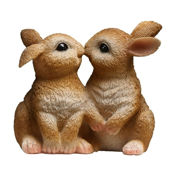 Darzheoy Kissing Rabbits Statue Spring Easter Bunny Decorations Lawn Ornament Decorative Fairy Garden Sculpture for Gardening Gift Multifunctional