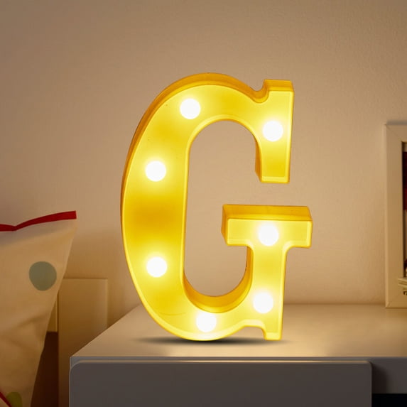 Darzheoy LED Letter Lights Sign for Home Party Wedding Christmas Birthday Decoration - Battery Powered Light Up Alphabet Letters, Bright Energy-Saving LED, Wall Window Decor, G