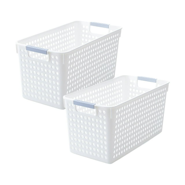 Darzheoy Laundry Basket, 2 pcs Plastic Hamper with Handles, Open Storage Bin to Organize Closets, Cabinets, Pantry, Shelving and Countertop Space, Suitable for Families and Dorms
