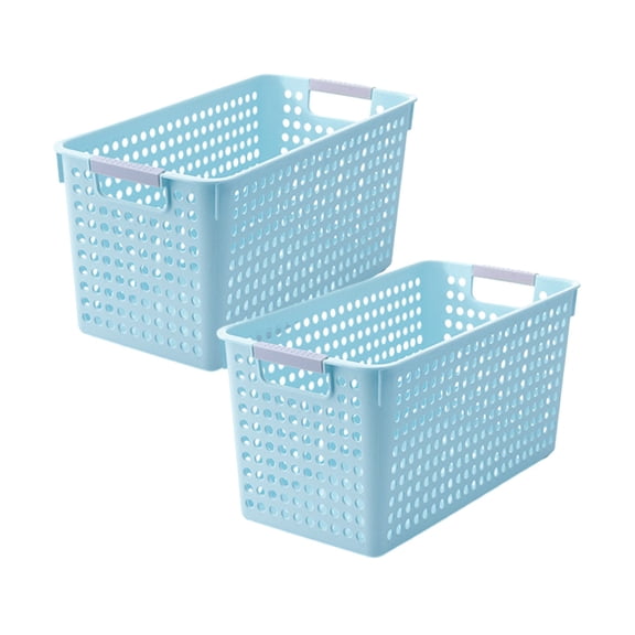 Darzheoy Laundry Basket, 2 pcs Plastic Hamper with Handles, Open Storage Bin to Organize Closets, Cabinets, Pantry, Shelving and Countertop Space, Suitable for Families and Dorms
