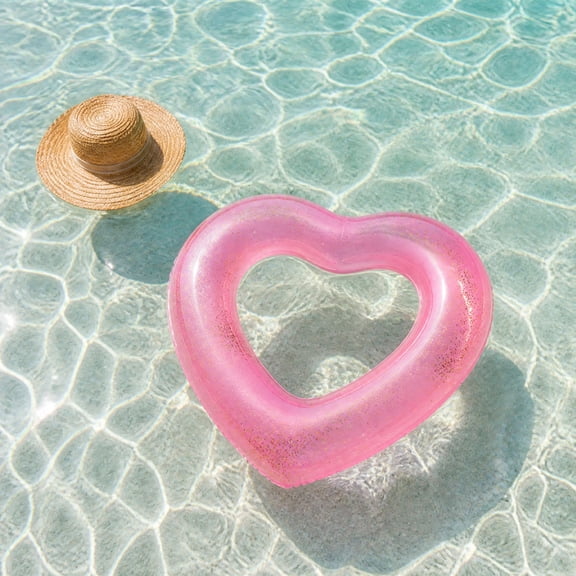 Darzheoy Love Pool Float, Love-shaped Extra-Thick Anti-Roll Inflatable Swim Ring, Fun Summer Float, Thick Swim Ring Float, Inflatable Pool Float for Pool, Beach, Lake, Outdoor, River