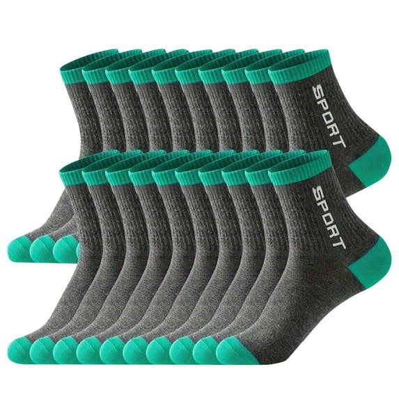 Darzheoy Men's Socks 10PC Thin Casual Sweat Absorbing Solid Color Breathable Athletic Mid Socks