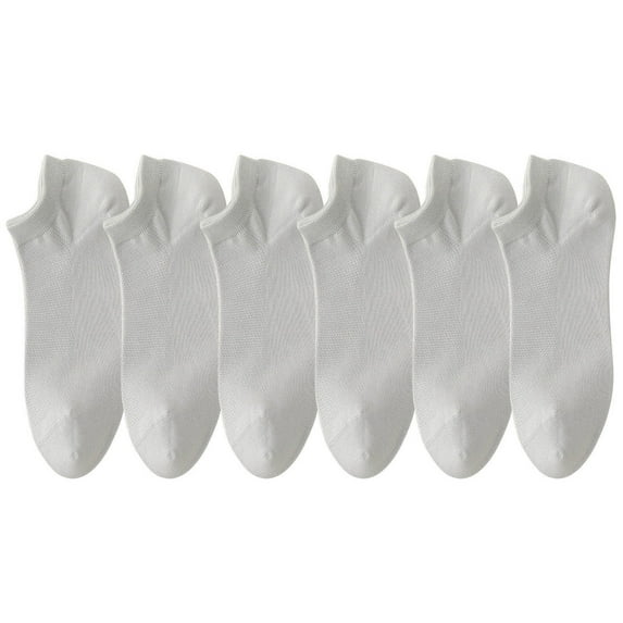 Darzheoy Men's Socks 6PC Breathable Thin Casual Cotton Solid Color Mesh Summer Lightweight Non-Slip Short Socks