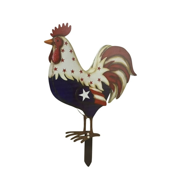 Darzheoy Metal Patriotic Rooster Statue, Rustic Yard Signs Porch Decor 13.7" H Garden Rooster Sculpture for 4th of July Independence Day USA Home Decor