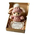 thumbnail image 1 of Darzheoy Mini Bunny Hug Cute Easter Gift, Easter Plush Bunny with Knitted Hat and Pom Poms, Crochet Bunnies Doll with Inspirational Card, Handmade Emotional Positive Bunnies, 1 of 7