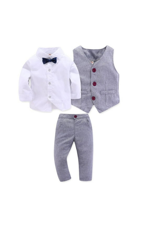 Outfits Kids Toddler Boys Gentleman Suit Long Sleeve Shirt+Jackets+Pants Outfits Clothes Set 3Pcs 1-5 Years