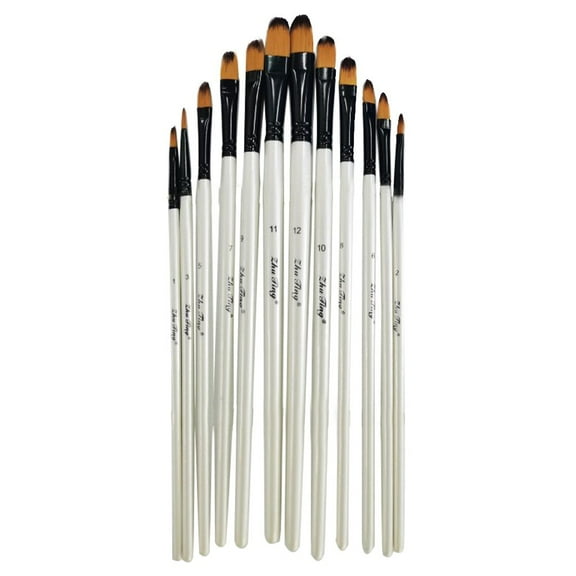 Darzheoy Paint Brushes Set 12pcs Professional Artist Paint Brush - Flat Round Tip for Acrylic Watercolor Oil Painting - Watercolor Brushes - Paint Brush Set for Acrylic Painting