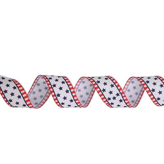 Darzheoy Patriotic Wired Edge Ribbon Stars and Stripes Ribbons Red White Blue Decorative Ribbon for 4th of July Memorial Day Bow Wreath Making DIY Crafts