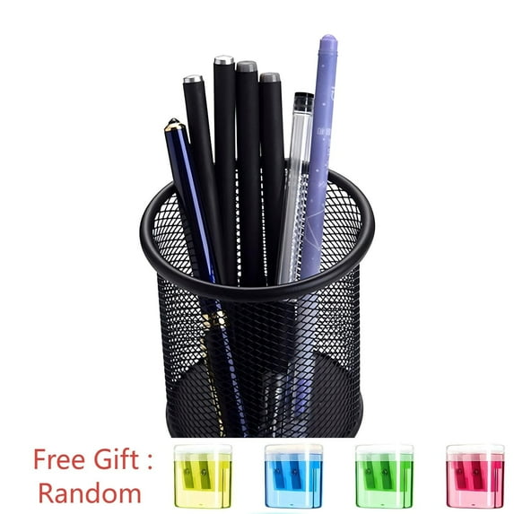 Darzheoy Pen Holder for Desk, Black Wire Mesh Pencil Cup Holder for Desk Office Pen Organizer, Gift