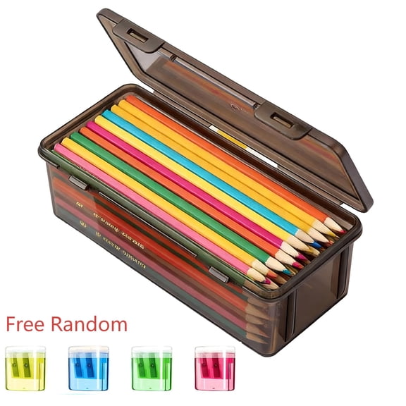 Darzheoy Pencil Case Large Capacity Plastic Pencil Boxes for Stu-dent Sch-ool Pens, Crayons, Clear Stackable Cases for Office Supplies, Storage Organizer